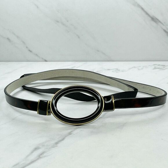 Chicos Skinny Multicolor Leather Lined Stretch Belt Black Gold Medium (M) ✨ - Picture 1 of 8